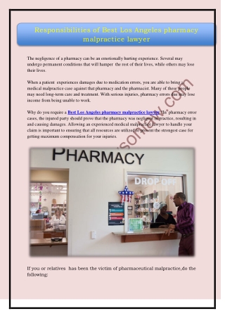 Responsibilities of Best Los Angeles pharmacy malpractice lawyer