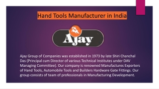 Hand Tool Manufacturer in India