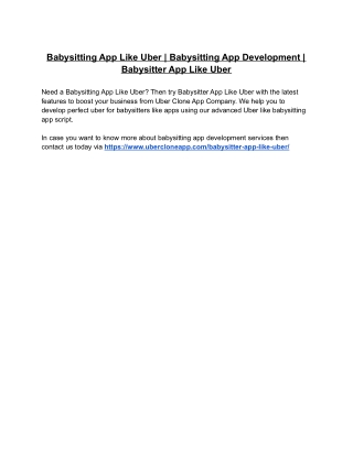 Babysitting App Like Uber | Babysitting App Development | Babysitter App Like Ub