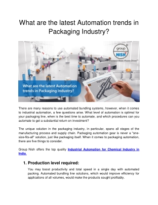 What are the latest Automation trends in Packaging Industry?