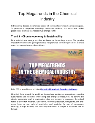 Palvi FZE - Top Megatrends in the Chemical Industry-converted