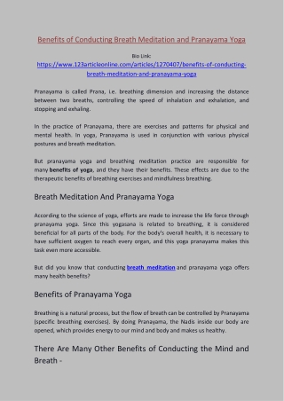 Benefits of Conducting Breath Meditation And Pranayama Yoga