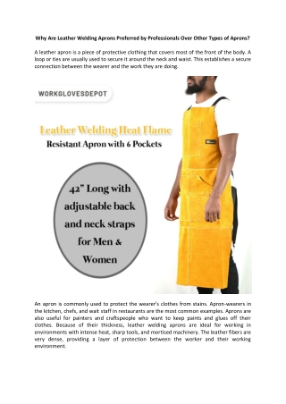 Why Are Leather Welding Aprons Preferred by Professionals Over Other Types of Aprons