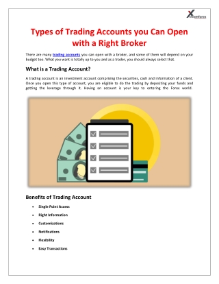 Types of Trading Accounts you Can Open with a Right Broker