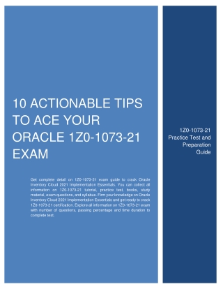 USEFUL: 10 Actionable Tips to Ace Your Oracle 1Z0-1073-21 Exam