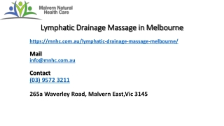 Relaxing And Best Massage Lymphatic Drainage Massage Melbourne