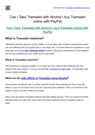 Can I Take Tramadol with Alcohol  buy Tramadol online with PayPal