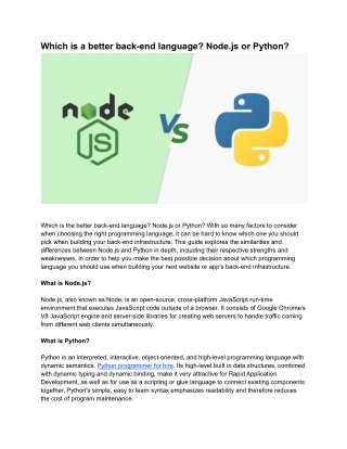 Node.js Vs. Python: The Most Confusing Back-End Dilemma