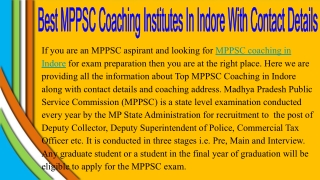 MPPSC Coaching In Indore