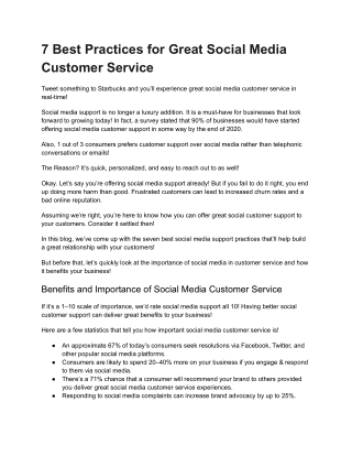 7 Best Practices for Great Social Media Customer Service