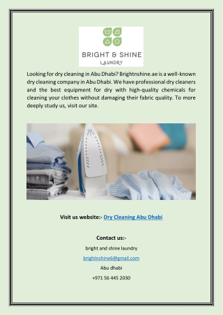 Dry Cleaning Abu Dhabi | Brightnshine.ae