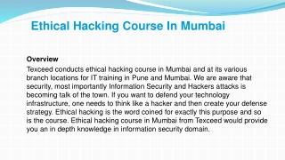 Job-Oriented Ethical Hacking Course in Mumbai | Texceed