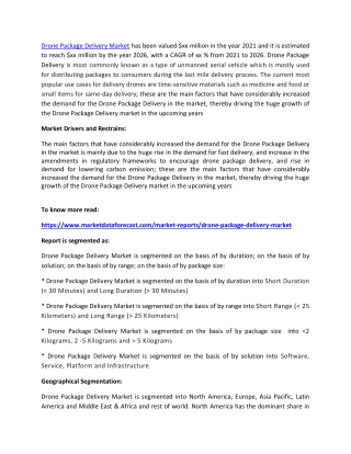 Drone Package Delivery Market