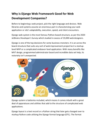 Why is Django Web Framework Good for Web Development Companies