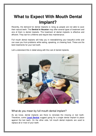 What to Expect With Mouth Dental Implant