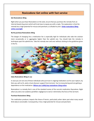 Roxicodone Get online with fast service