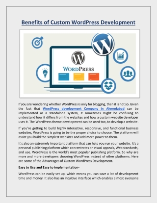 Benefits of Custom WordPress Development