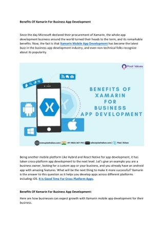 Benefits of Xamarin For Business App Development