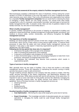 Importance of facility management services