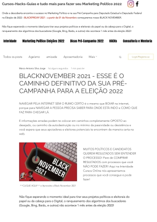 BLACKNOVEMBER 2021 - ESSE É O CAMINHO DEFINITIVO DA SUA PRÉ-CAMPANHA PARA A ELEIÇÃO 2022