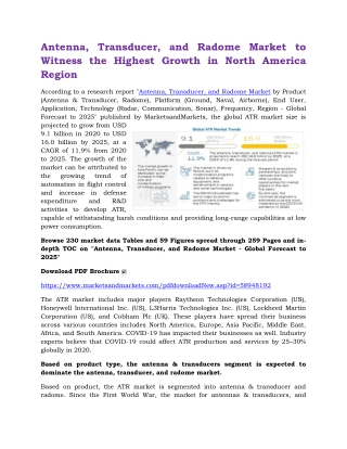 ATR Market to Witness the Highest Growth in North America Region