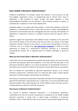 How reliable is Biometric Authentication