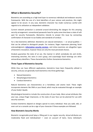 What is Biometrics Security