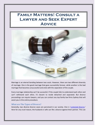 Family Matters! Consult a Lawyer and Seek Expert Advice