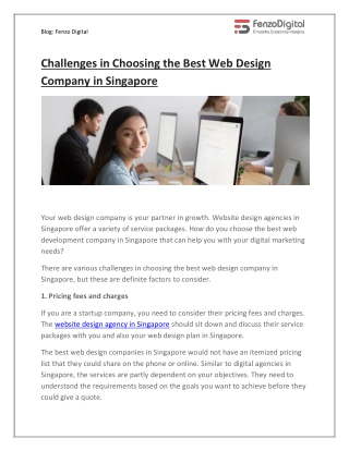 Challenges in Choosing the Best Web Design Company in Singapore