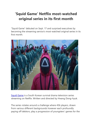 ‘Squid Game’ Netflix most-watched original series in its first month