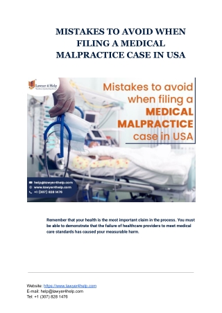 MISTAKES TO AVOID WHEN FILING A MEDICAL MALPRACTICE CASE IN USA