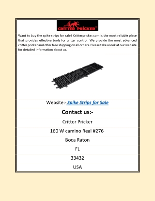 Spike Strips For Sale | Critter Pricker