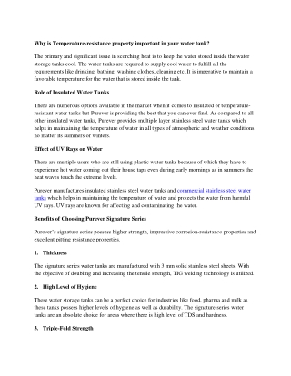 WHY IS TEMPERATURE-RESISTANCE PROPERTY IMPORTANT IN YOUR WATER TANKS_