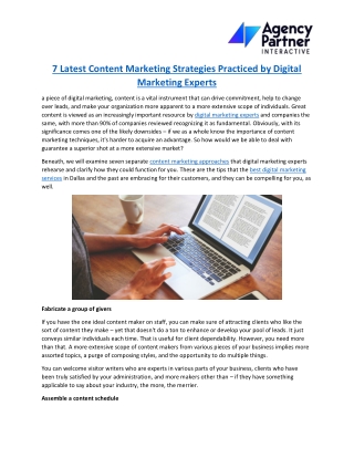 7 Latest Content Marketing Strategies Practiced by Digital Marketing Experts