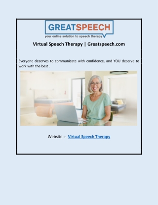 Virtual Speech Therapy | Greatspeech.com