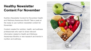 Healthy Newsletter Content For November