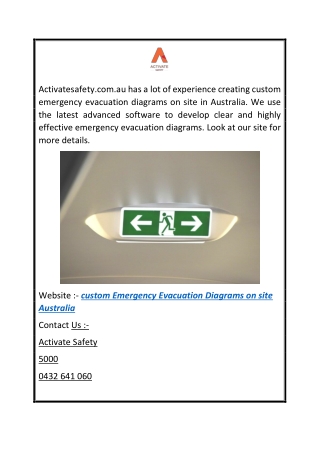 Custom Emergency Evacuation Diagrams On Site Australia  Activatesafety.com.au