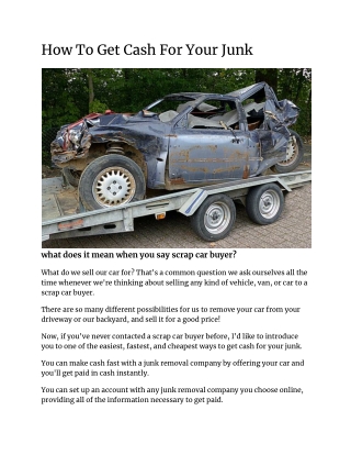How To Get Cash For Your Junk