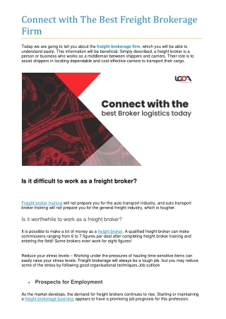 Connect with The Best Freight Brokerage Firm
