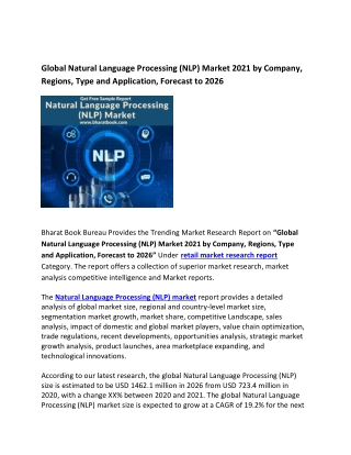 Global Natural Language Processing Market Trends and Forecast to 2026