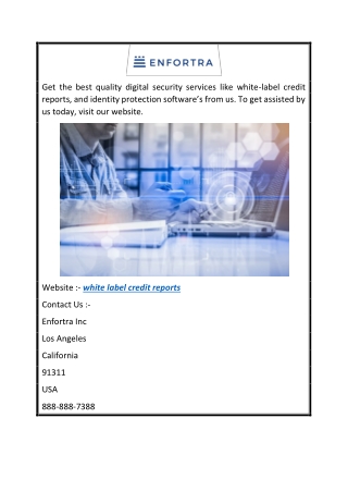 White Label Credit Reports  Enfortra.com
