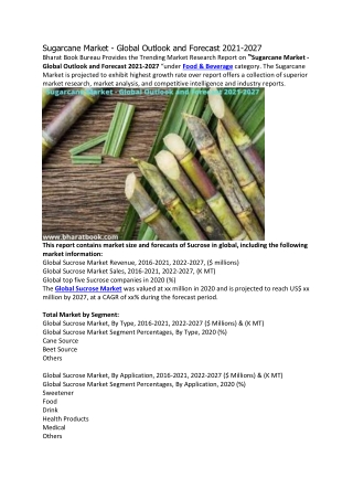 Sugarcane Market - Global Outlook and Forecast 2021-2027