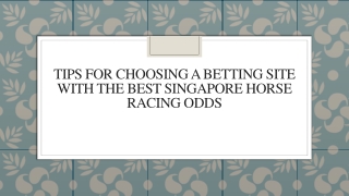 Tips For Choosing A Betting Site With The Best Singapore Horse Racing Odds