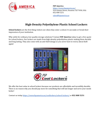 High Density Polyethylene Plastic School Lockers