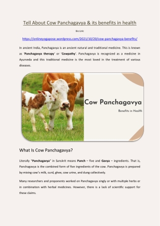 Tell About Cow Panchagavya & its benefits in health