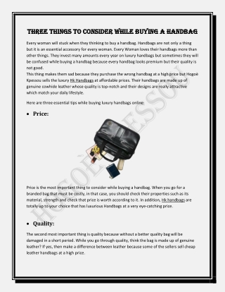 Three things to consider while buying a handbag |Hk