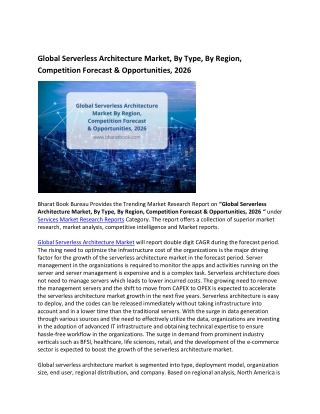 Global Serverless Architecture Market Research Report 2021-2026