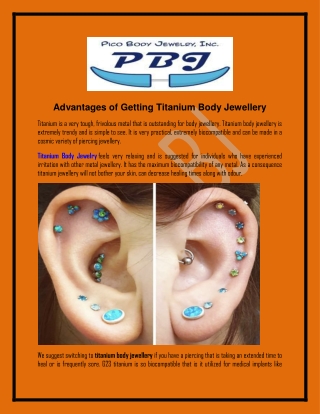 Advantages of Getting Titanium Body Jewellery