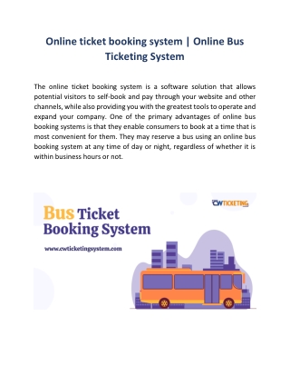 Online ticket booking system - Online Bus Ticketing System