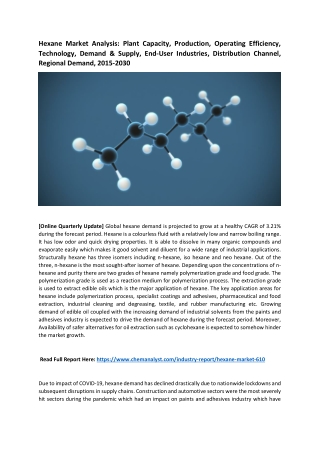 Hexane Market Size, Share, Trends, Growth, Analysis, 2030
